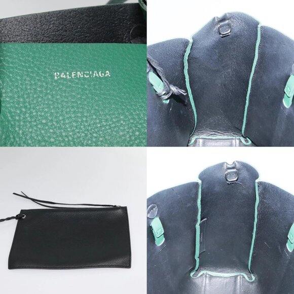 BALENCIAGA Tote Bag Leather 2way Green Silver Auth ep5837 - Picture 15 of 15
